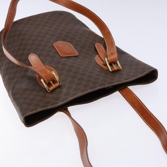 CELINE Macadam Canvas Hand Bag Pvc Leather Brown Gold - Picture 6 of 13